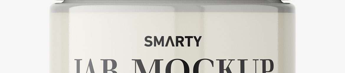 Glass cosmetic jar with reflective lid mockup