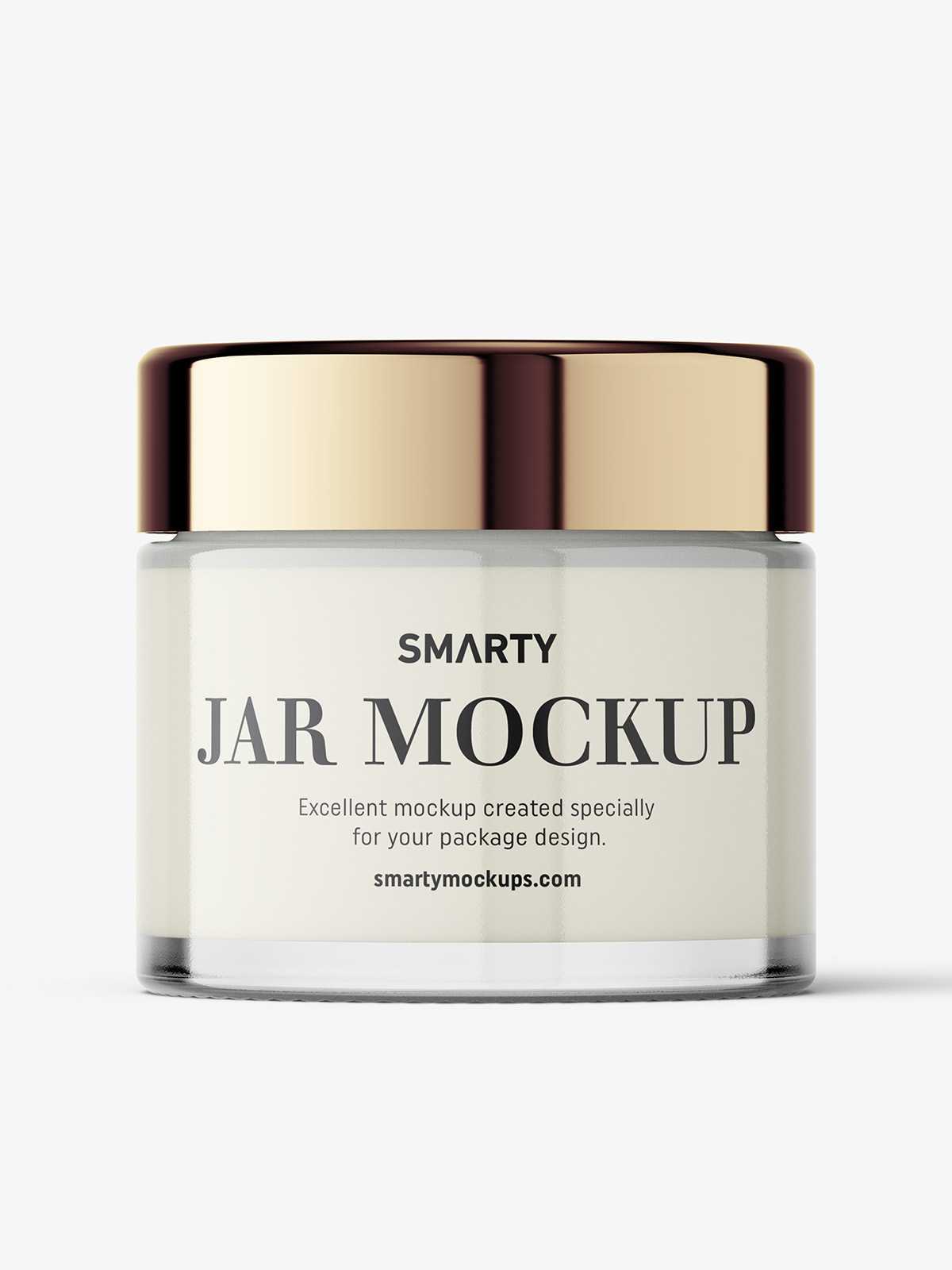 Glass cosmetic jar with reflective lid mockup