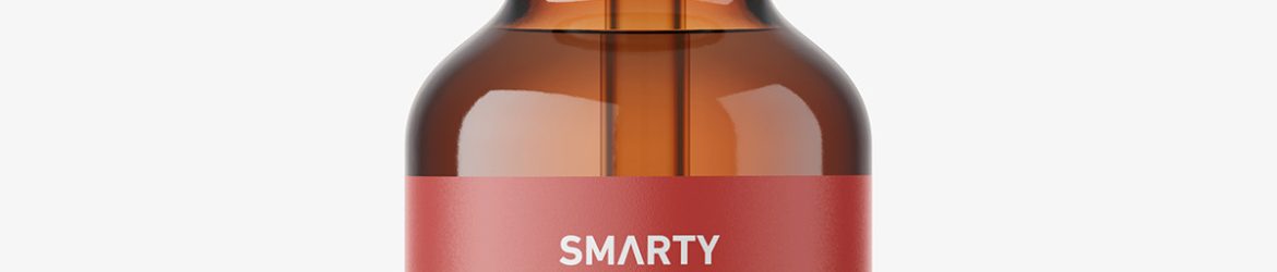 Glass dropper bottle mockup / amber