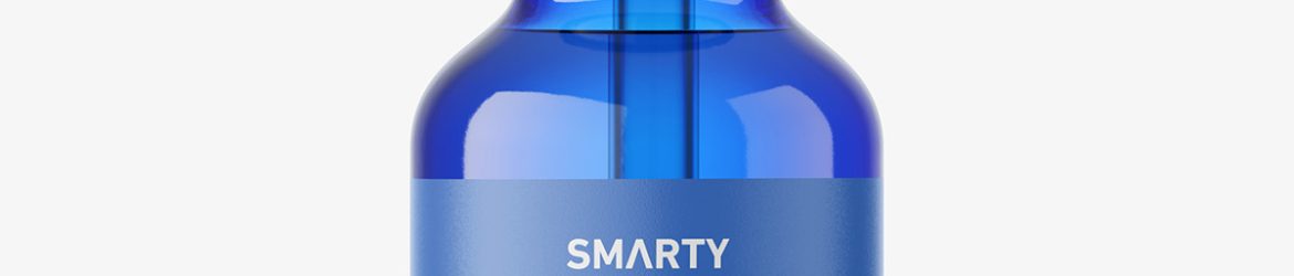 Glass dropper bottle mockup / blue