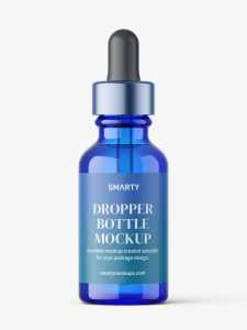 Glass dropper bottle mockup / blue