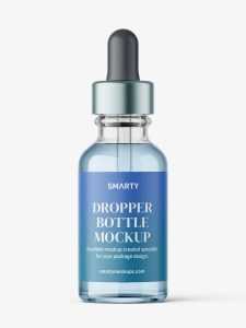 Glass dropper bottle mockup / transparent