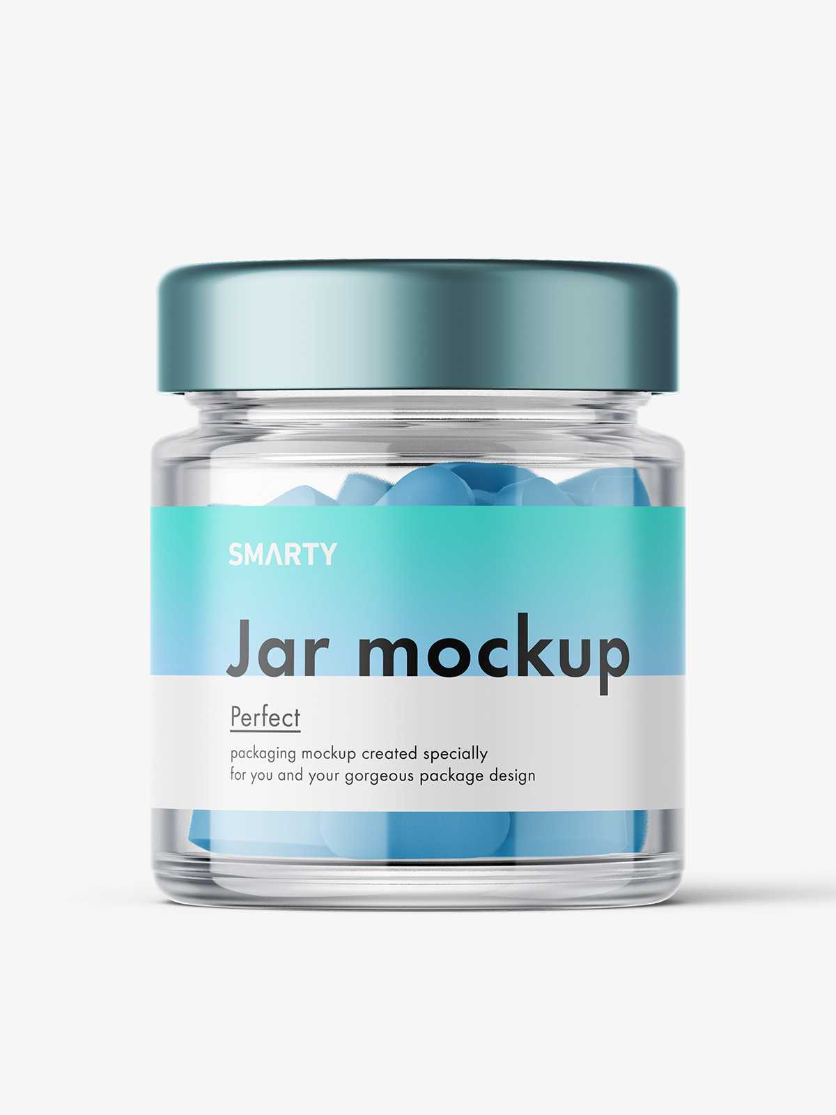 Glass jar with pills mockup