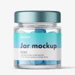 Glass Jar with tablets mockup