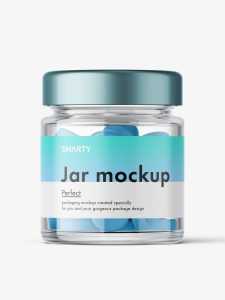 Glass Jar with tablets mockup
