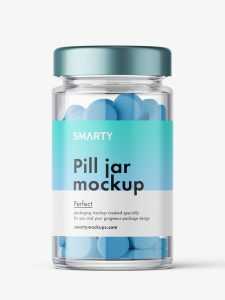 Glass Jar with tablets mockup