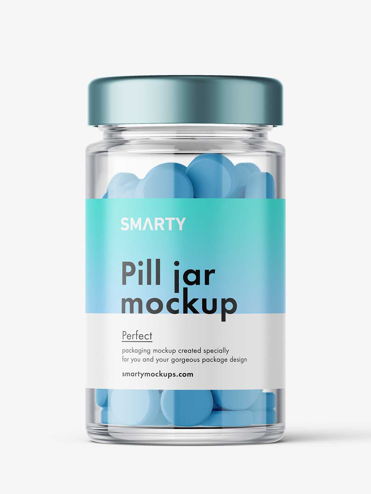Glass Jar with tablets mockup