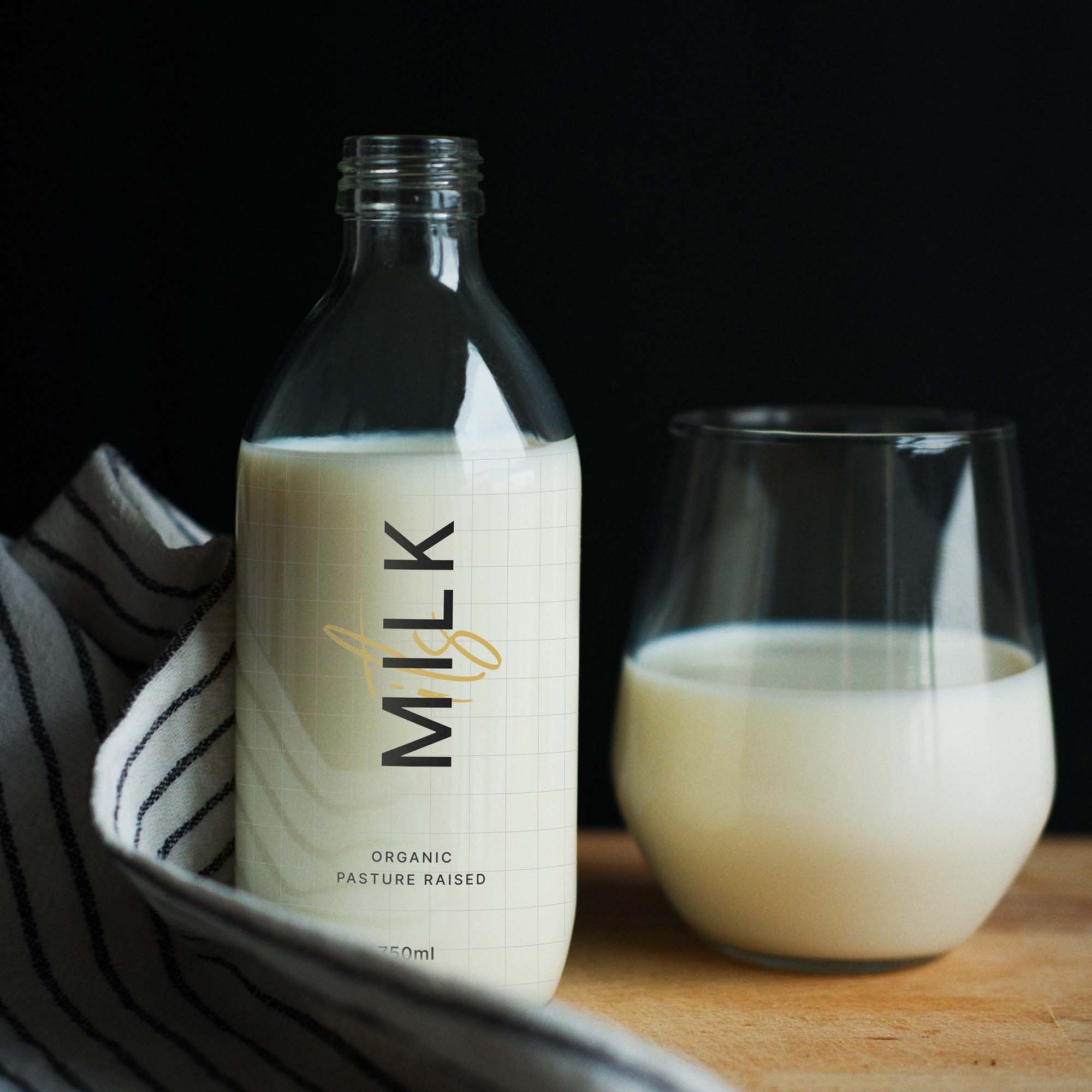 Glass Milk Bottle Mockup (PSD)