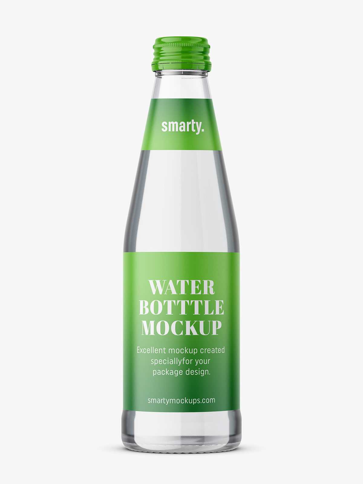 Glass mineral water bottle mockup
