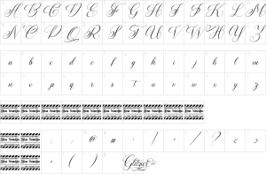 Mapa de caracteres da fonte Glitzier Font
