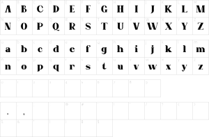 Mapa de caracteres da fonte Gliven Font