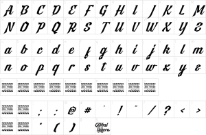 Mapa de caracteres da fonte Global Bikers Font