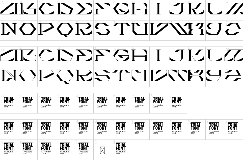 Mapa de caracteres da fonte Global Maker Font