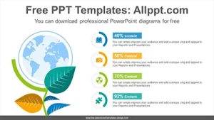 Globe plants doughnut charts PowerPoint Diagram Template