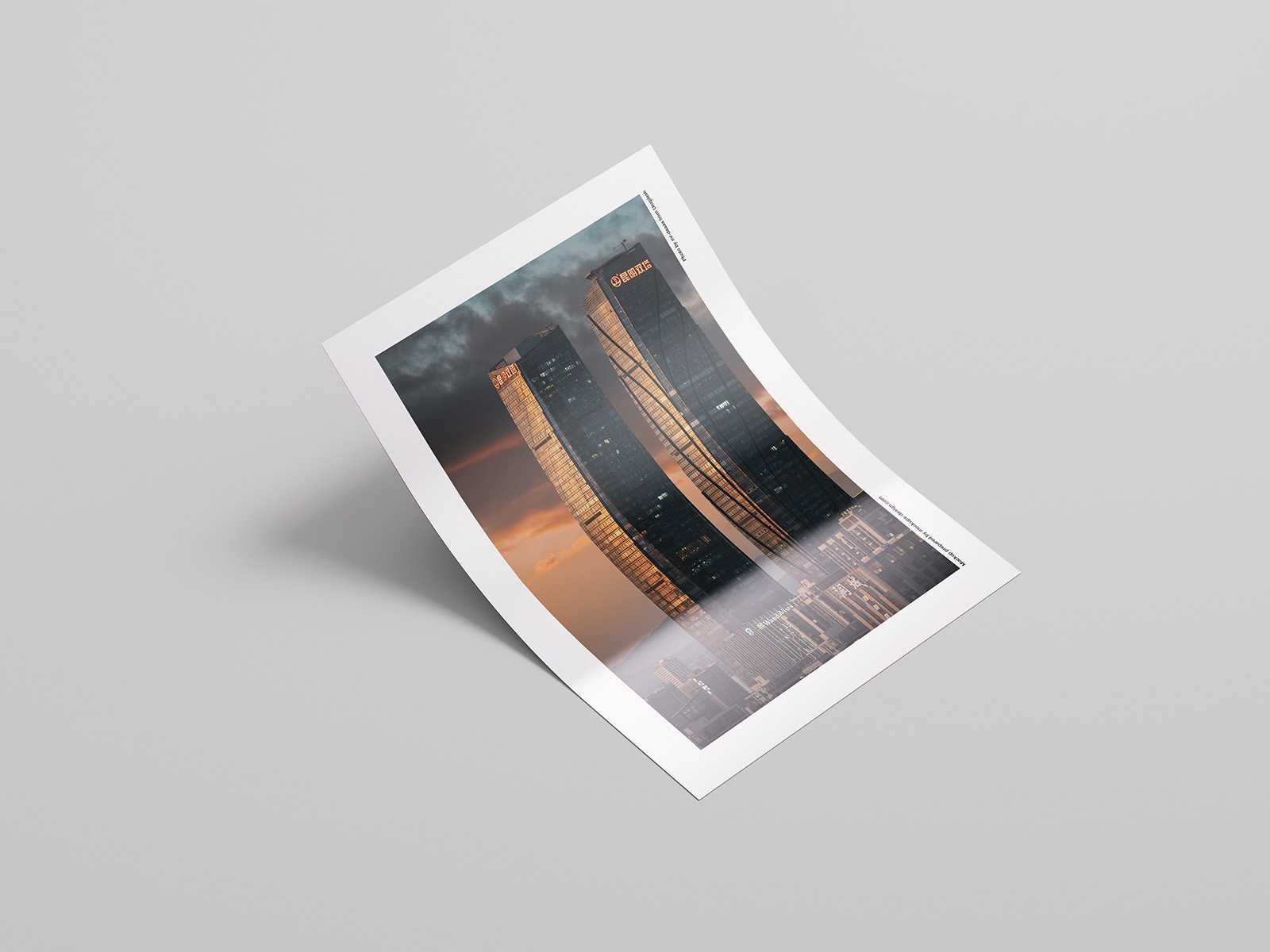 Glossy A4 paper mockup - Instant Download