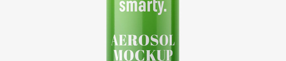 Glossy aerosol bottle mock-up