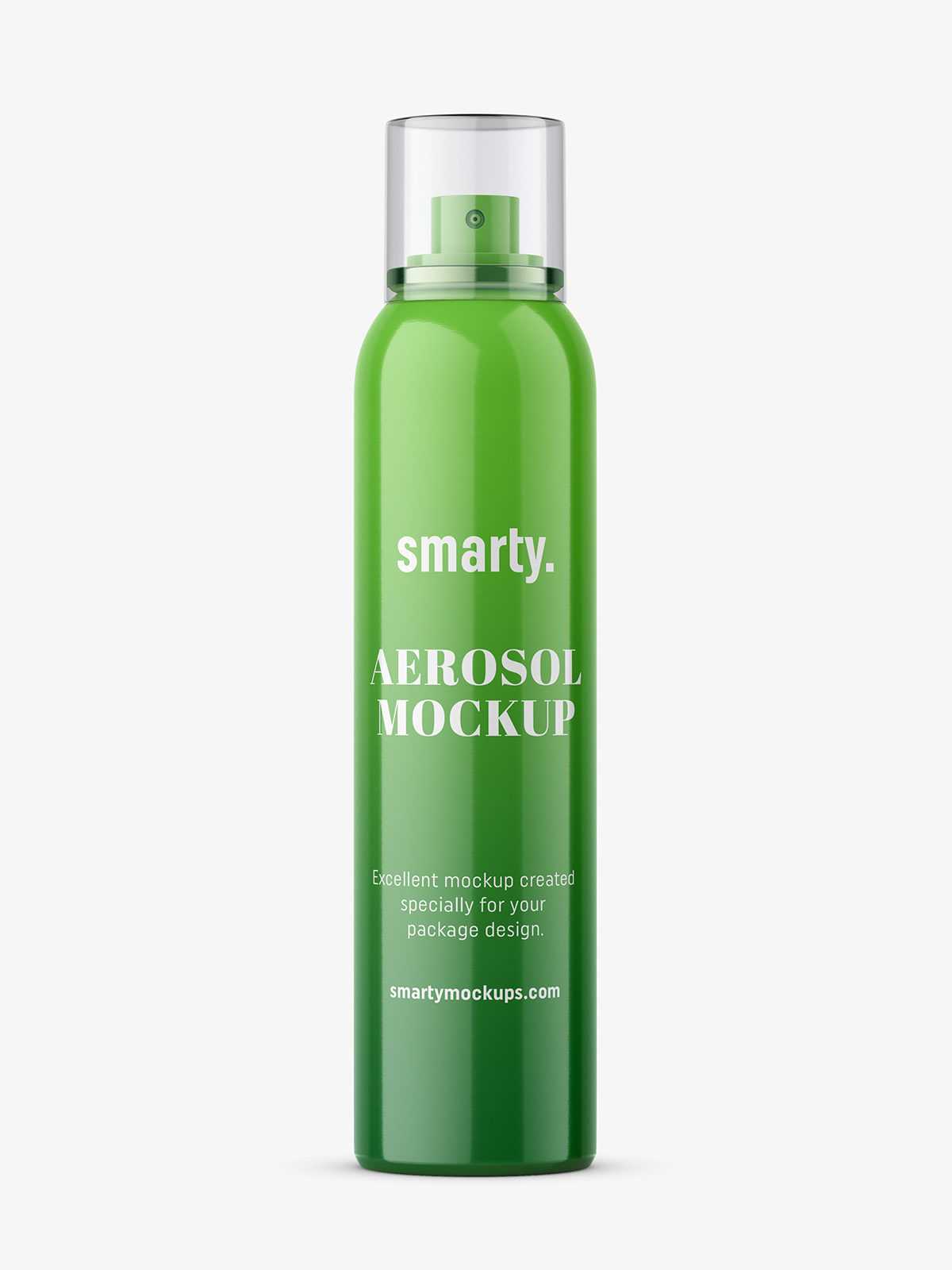 Glossy aerosol bottle mock-up
