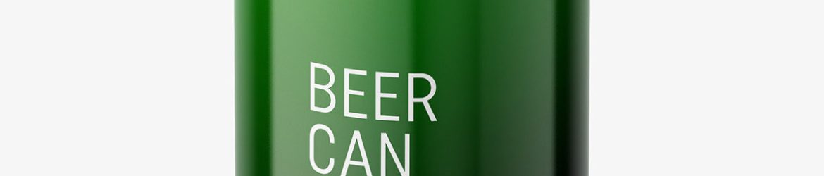 Glossy beer can mockup