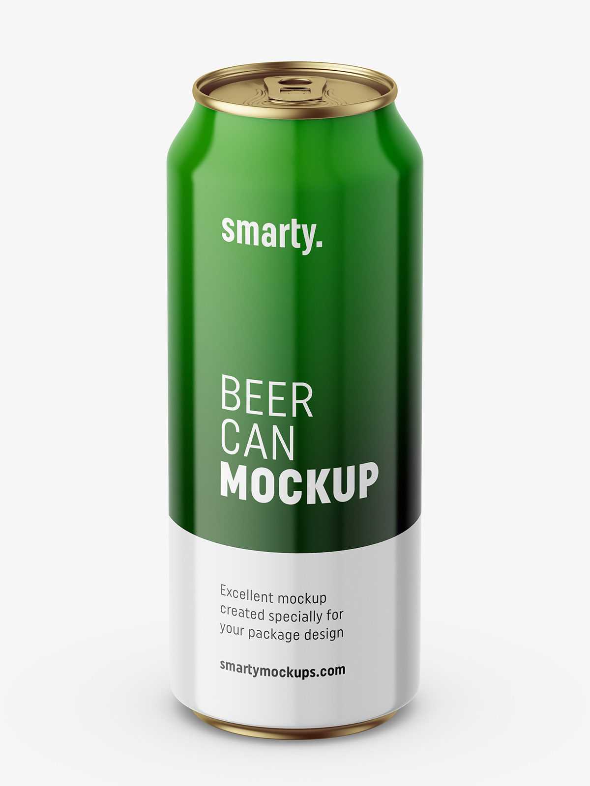 Glossy beer can mockup