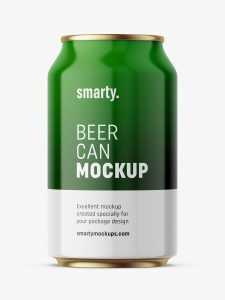 Glossy beer can mockup / 330 ml