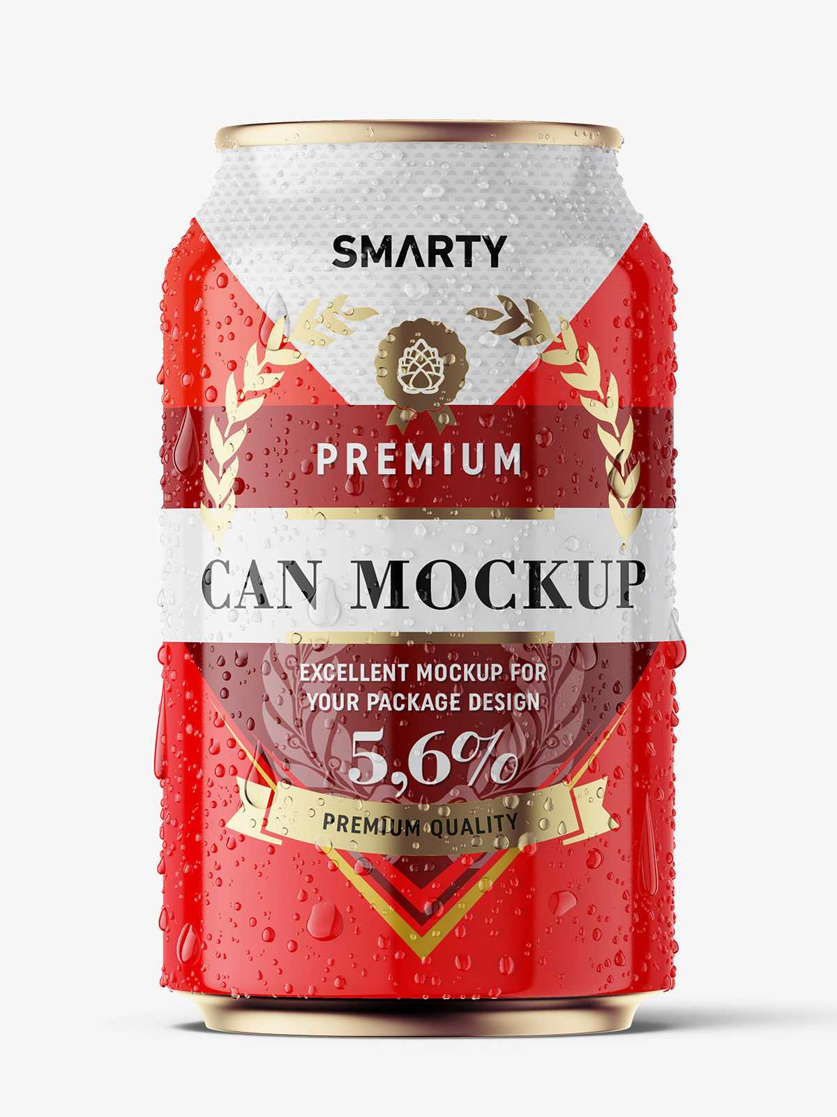 Glossy beer can with condensation mockup / 330 ml