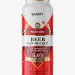 Glossy beer can with condensation mockup / 500 ml