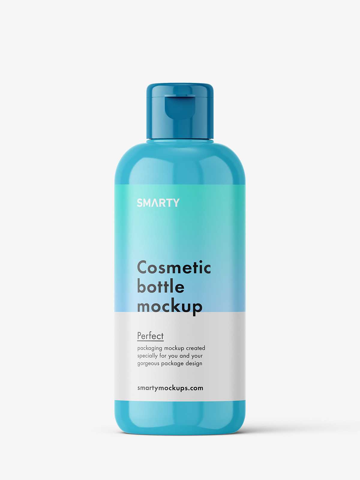 Glossy bottle mockup with flip top mockup