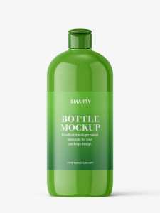 Glossy bottle mockup with flip top mockup
