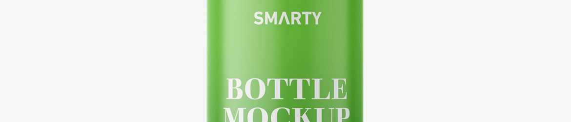 Glossy bottle mockup with rounded screwcap mockup
