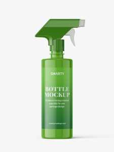 Glossy bottle mockup with trigger spray mockup