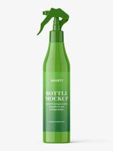 Glossy bottle mockup with trigger spray mockup