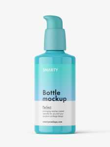 Glossy bottle with airless dispenser mockup