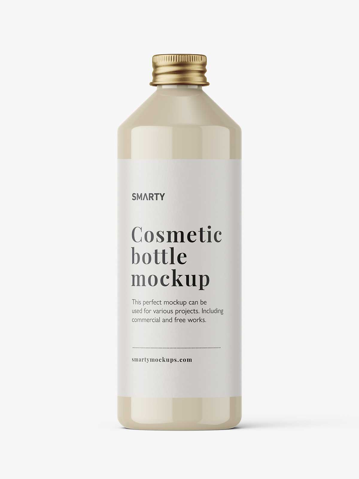 Glossy bottle with aluminium screw cap mockup