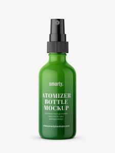 Glossy bottle with atomizer mockup