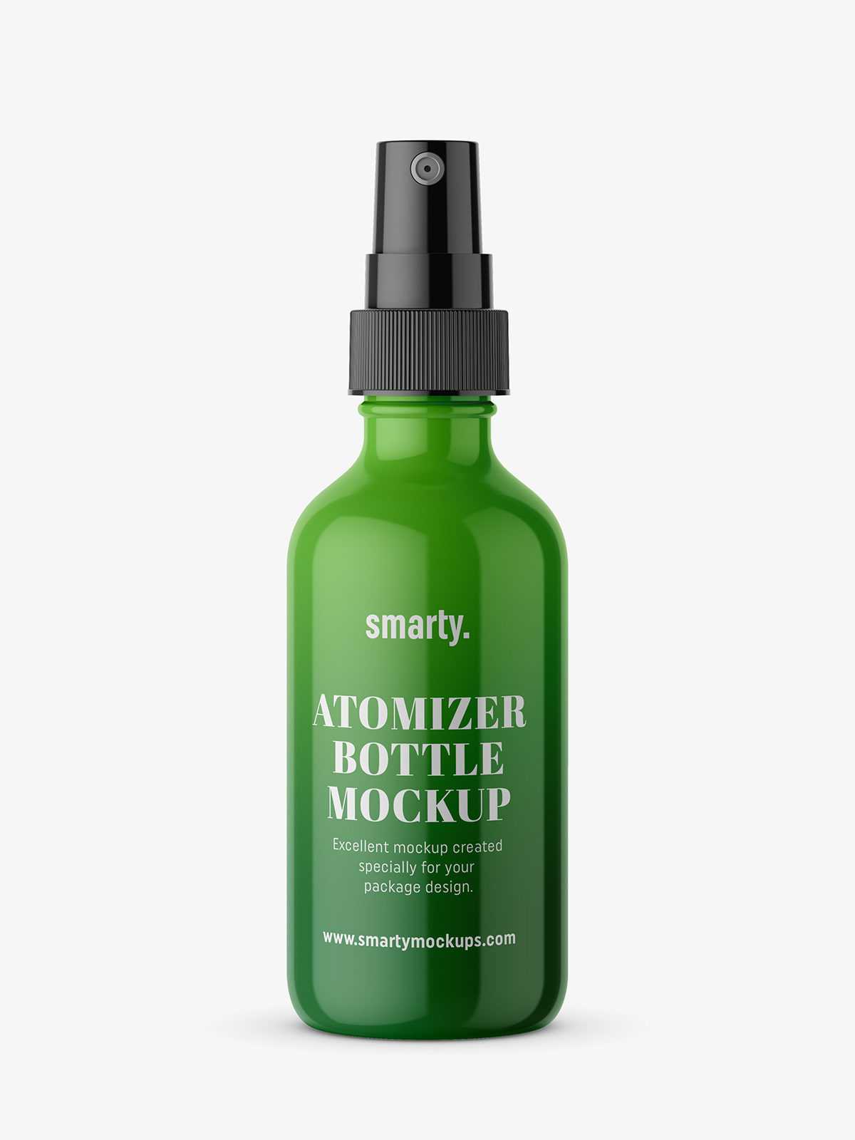 Glossy bottle with atomizer mockup
