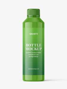 Glossy bottle with child resistant cap mockup