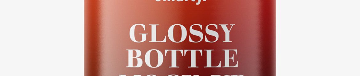 Glossy bottle with crimp seal mockup / 100ml
