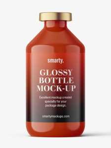 Glossy bottle with crimp seal mockup / 100ml
