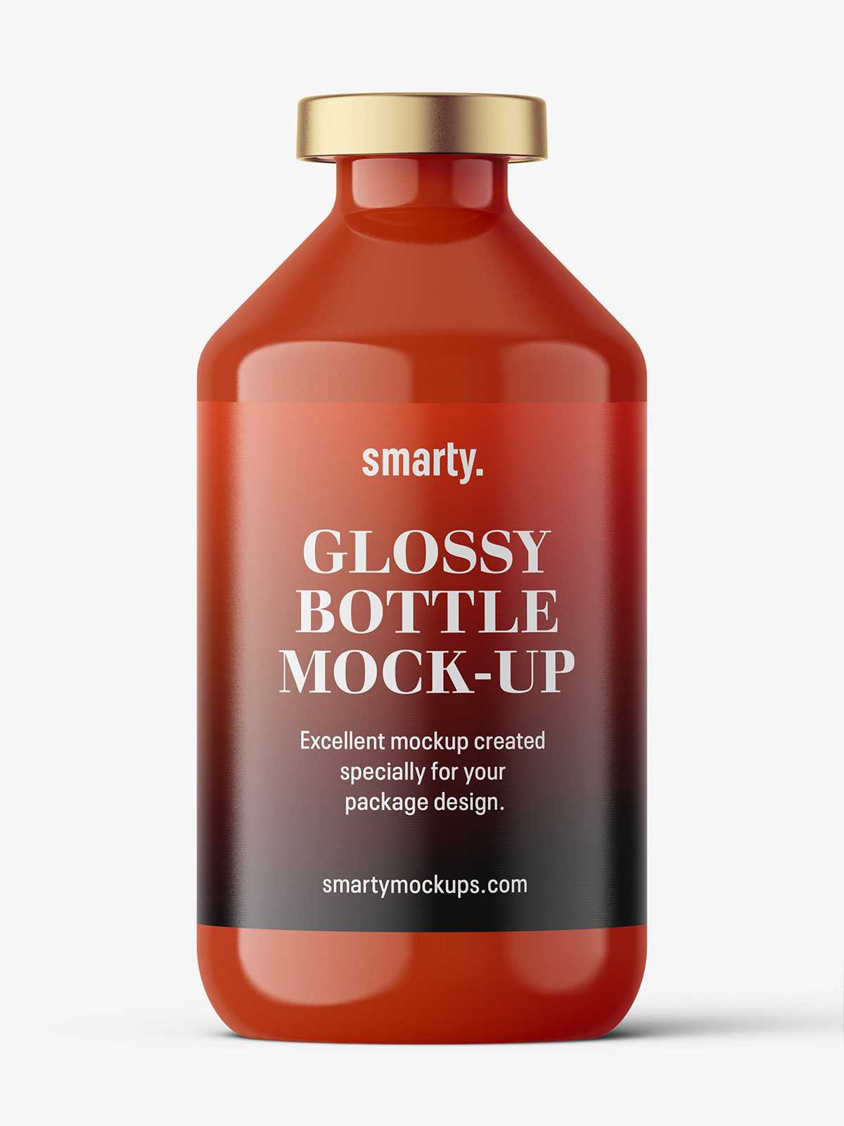 Glossy bottle with crimp seal mockup / 100ml