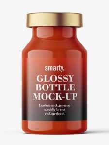 Glossy bottle with crimp seal mockup / 10ml