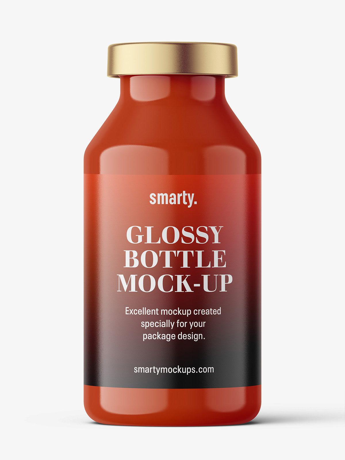 Glossy bottle with crimp seal mockup / 20ml