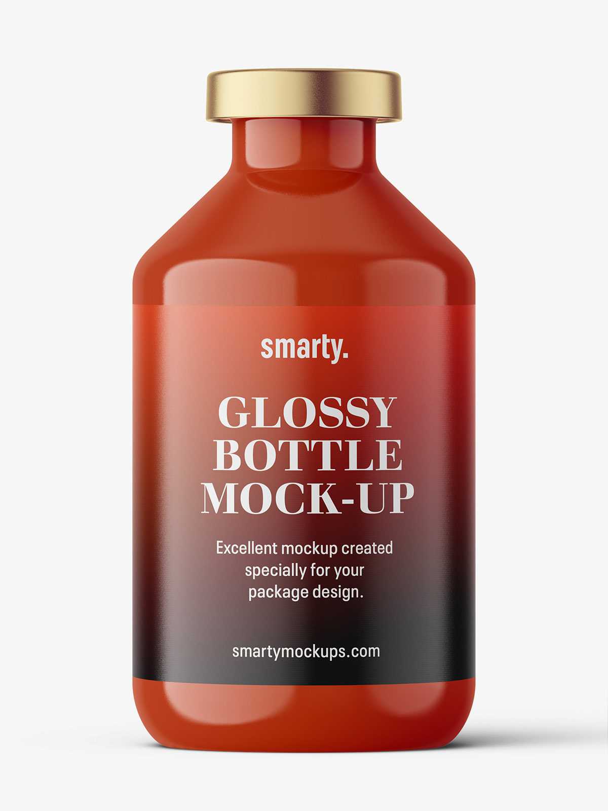 Glossy bottle with crimp seal mockup / 50ml