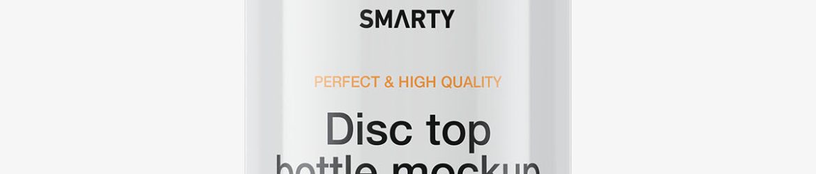 Glossy bottle with disc top lid mockup