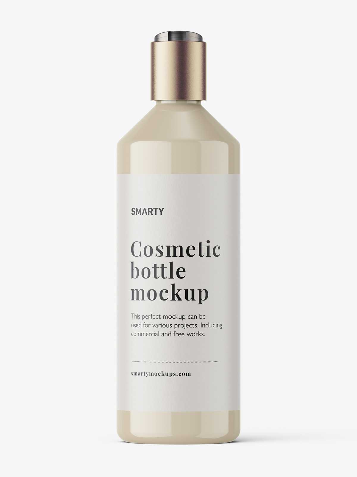 Glossy bottle with disc top mockup