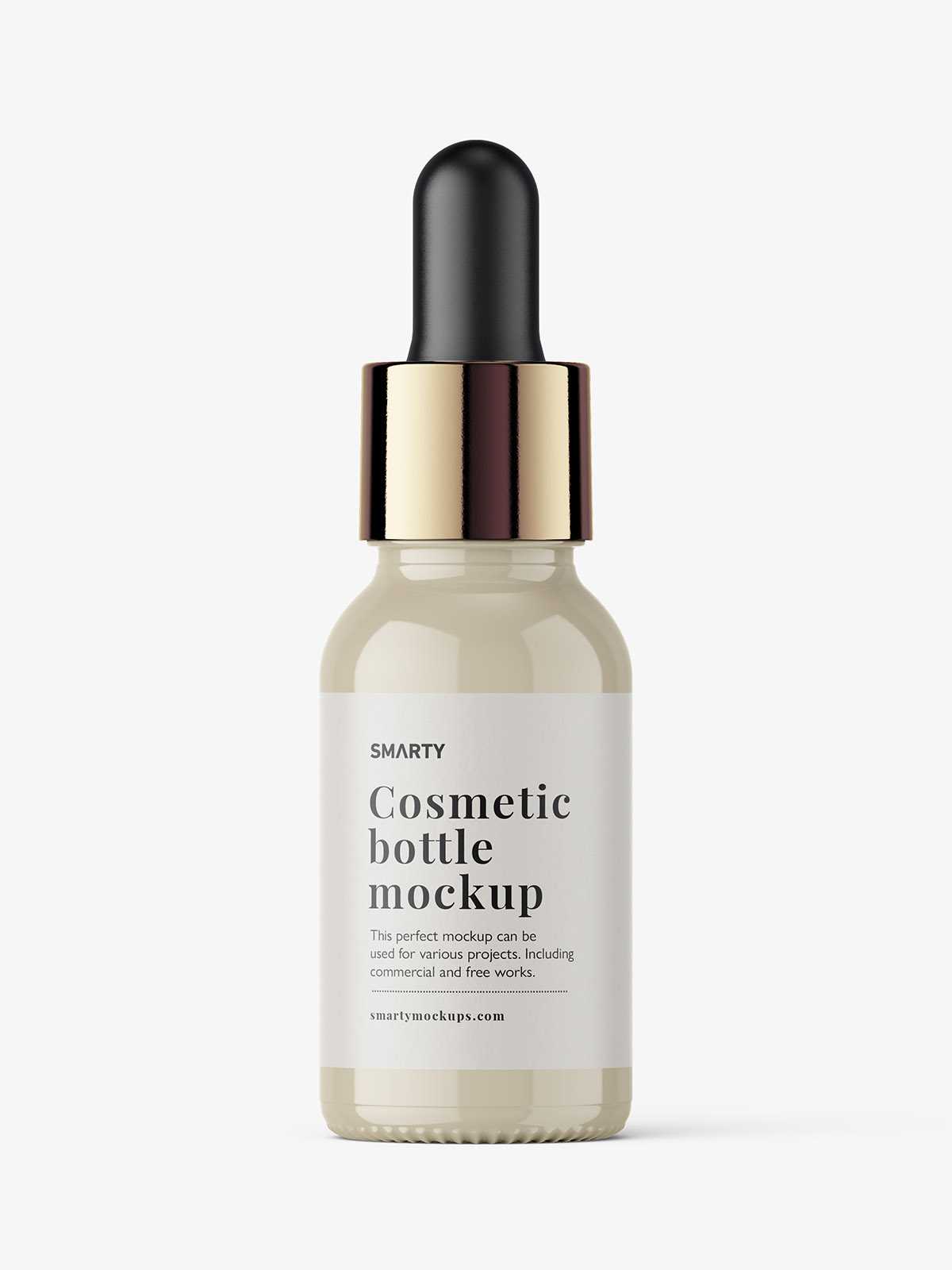 Glossy bottle with dropper lid mockup
