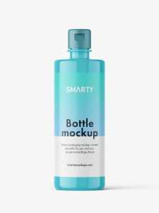 Glossy bottle with flip top lid mockup