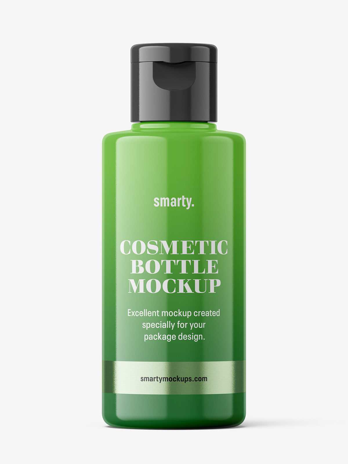Glossy bottle with flip top mockup / 100 ml