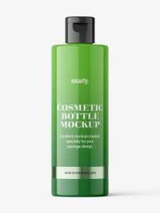 Glossy bottle with flip top mockup / 100 ml