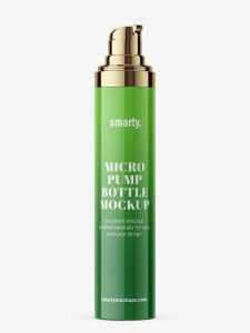 Glossy bottle with metallic micro pump