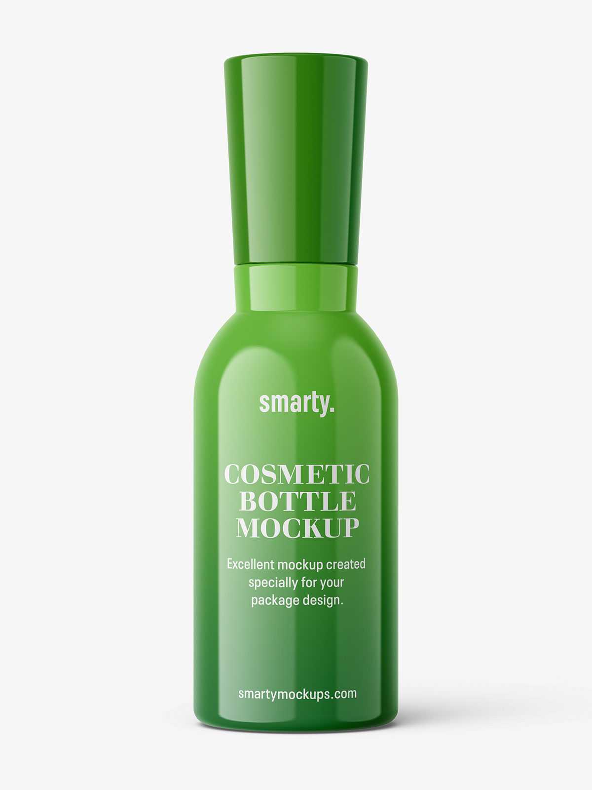 Glossy bottle with narrowing neck mockup